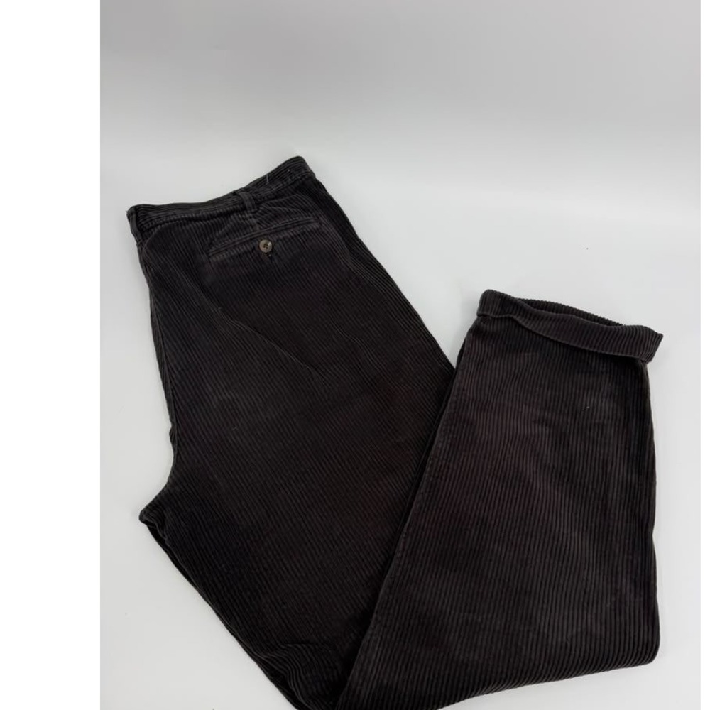 Eddie Bauer Corduroy Pants Pleated 90s Vintage Mens 40 Tall Navy Blue Trousers
